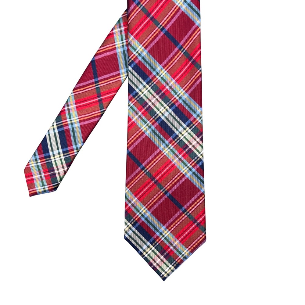 Londonderry Red Plaid Necktie Classic Tartan Pattern Mens One Size